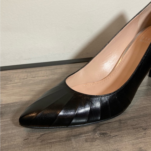 Stuart Weitzman Black Leather Pointed Toe Heels - Picture 5 of 17